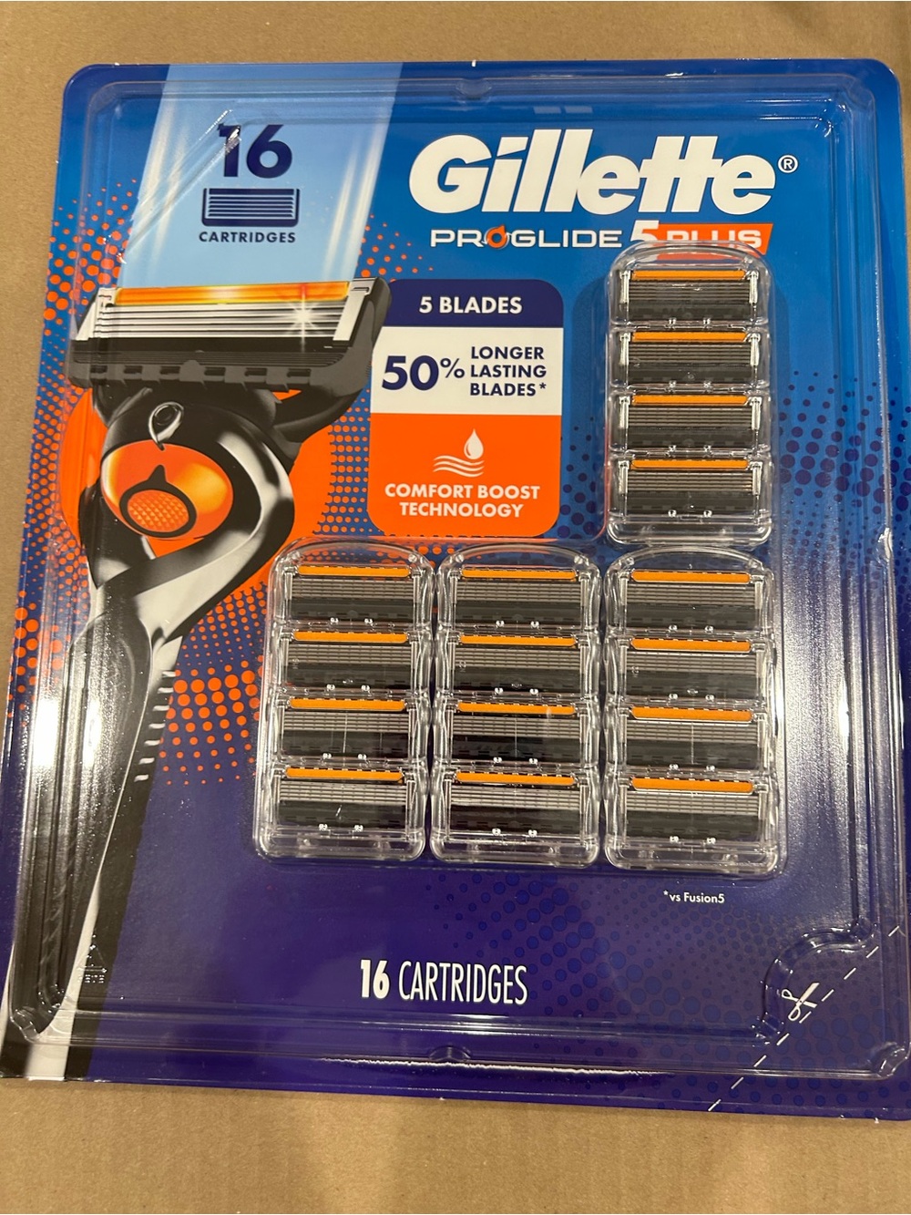 Gillette ProGlide 5 Plus Replacement Cartridges - Blue & Orange (16 Pack) sealed
